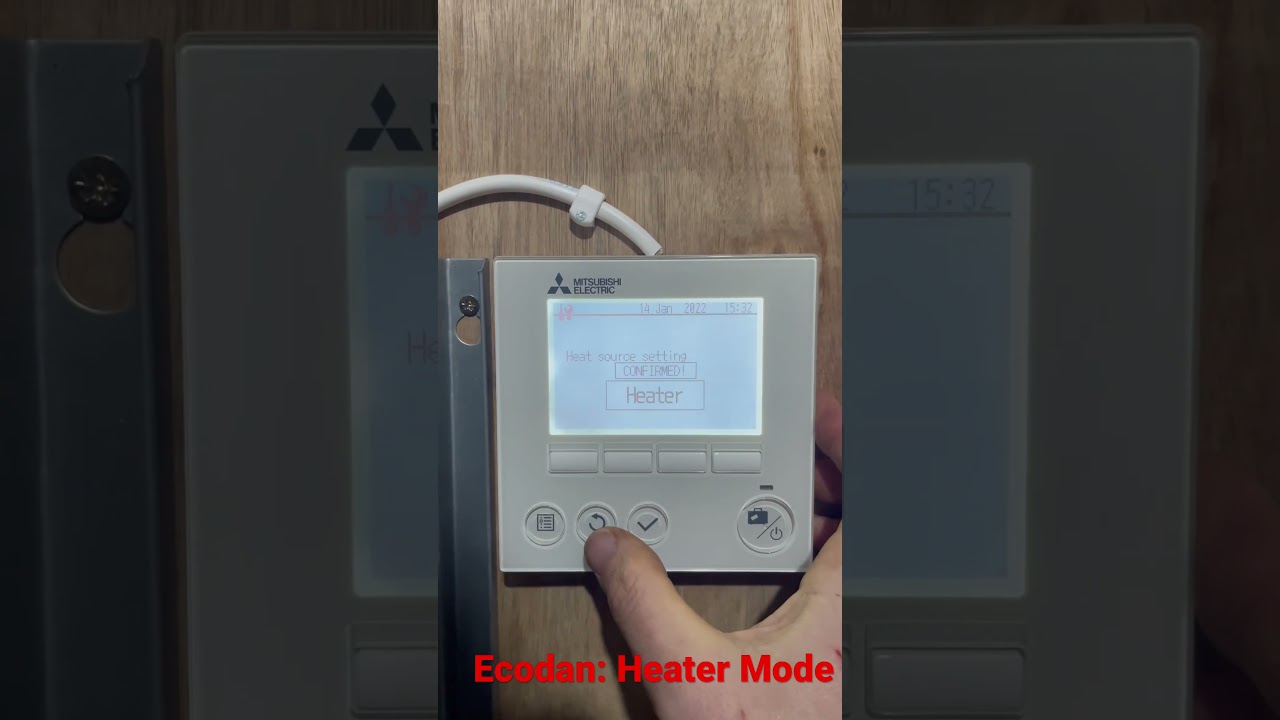 Ecodan heat pump into HEATER mode for emergency hot water. Immersion back up only.