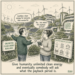 Give humanity unlimited clean energy and eventually somebody will ask what the payback period is