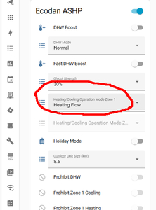 Ecodan heating cooling operation