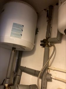 Hot water expansion tank close up